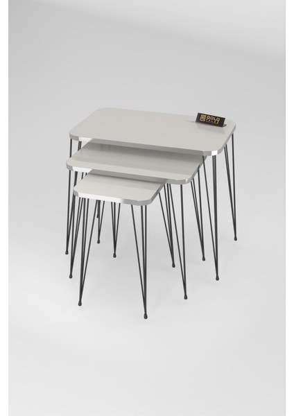 Zigon Sehpa Kr Gümüş Krem Tel Siyah Ayak