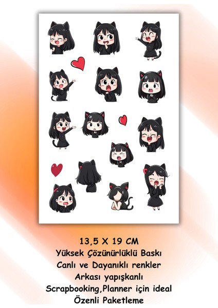 2 Li Kedi Kız Sticker Set /anime/laptop/telefon/defter/ajanda/hediye/süsleme/bullet Journal fiyatları