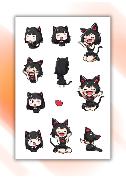 2 Li Kedi Kız Sticker Set /anime/laptop/telefon/defter/ajanda/hediye/süsleme/bullet Journal modelleri