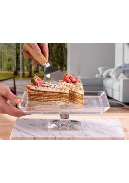 Madlen Crystallin Ayaklı Kare Servis Tabağı 24 cm modelleri