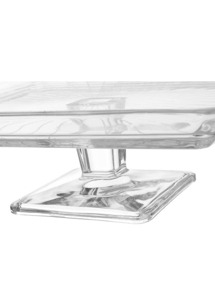 Madlen Crystallin Ayaklı Kare Servis Tabağı 24 cm