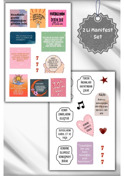 2 Li Manifest/motivasyon/olumlama Sticker Seti/laptop/defter/ajanda/telefon