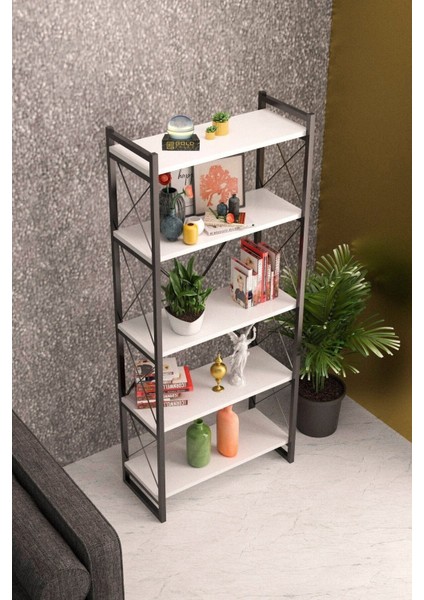 Kitaplık 5 Raflı Beyaz 180 cm