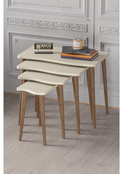 Zigon Sehpa Ahşap 4'lü Krem Kr