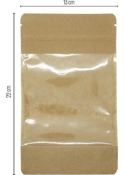 13*22.5*7 Kraft Geniş Pencereli Kilitli Doypack 50 Adet fiyatları