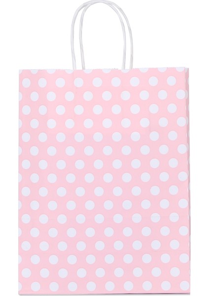 18*24*8 Pembe Puantiye Saplı Kağıt Çanta 24 Adet fiyatları