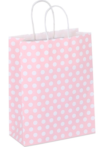 18*24*8 Pembe Puantiye Saplı Kağıt Çanta 24 Adet modelleri