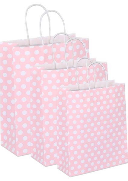 18*24*8 Pembe Puantiye Saplı Kağıt Çanta 24 Adet fırsatları