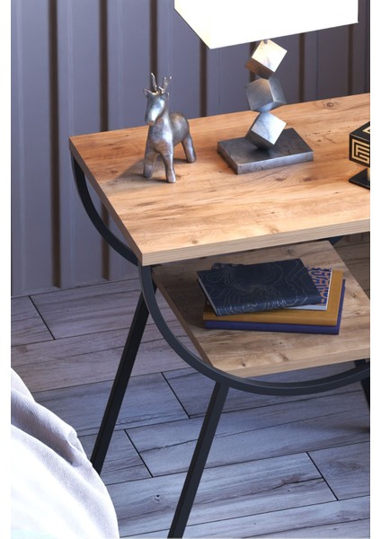 Yan Sehpa Komodin Metal Ayak Ceviz