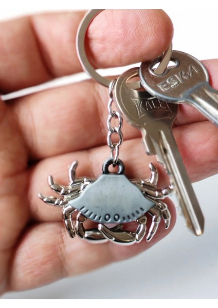 Hareketli Ayaklı Metalik Yengeç Anahtarlık