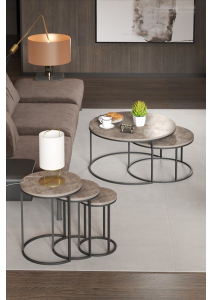 Orta Sehpa ve Zigon Sehpa Set Ikili Lüx C Zigon Gordion