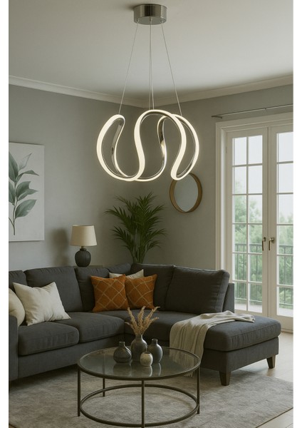 Nova 3 Renk Krom LED Avize – Modern Salon & Oturma Odası