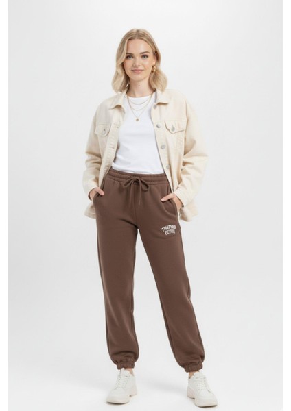 Acı Kahve Yazı Nakışlı Kadın Jogger Eşofman Altı 9219M