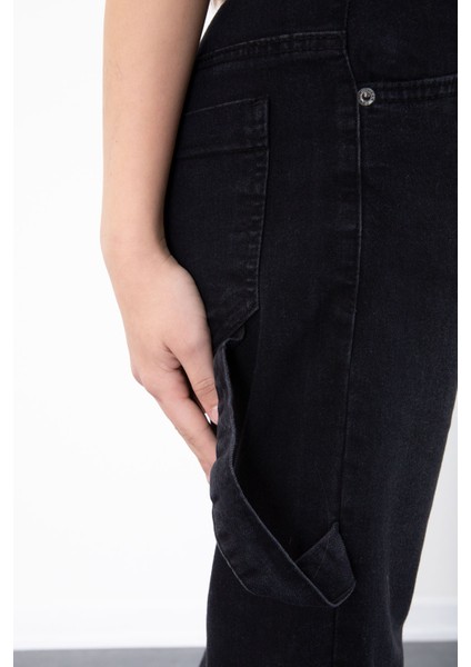 Siyah Geniş Paça Beli Lastikli Kız Çocuk Jean Pantolon 20484 modelleri