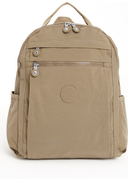Çok Cepli Kadın Sırt Çantası Orta Boy Günlük HV3059 Koyu Bej