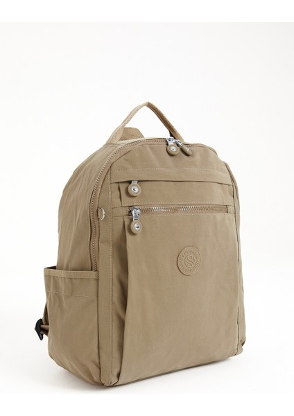 Çok Cepli Kadın Sırt Çantası Orta Boy Günlük HV3059 Koyu Bej modelleri