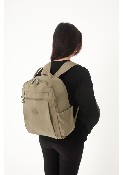 Çok Cepli Kadın Sırt Çantası Orta Boy Günlük HV3059 Koyu Bej fırsatları