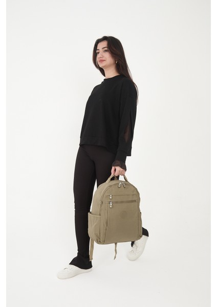 Çok Cepli Kadın Sırt Çantası Orta Boy Günlük HV3059 Koyu Bej indirimleri