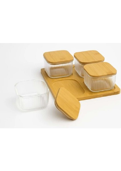 Bambu Vakumlu Kapaklı 4 Lü Kahvaltılık ve Çerezlik MRC-135