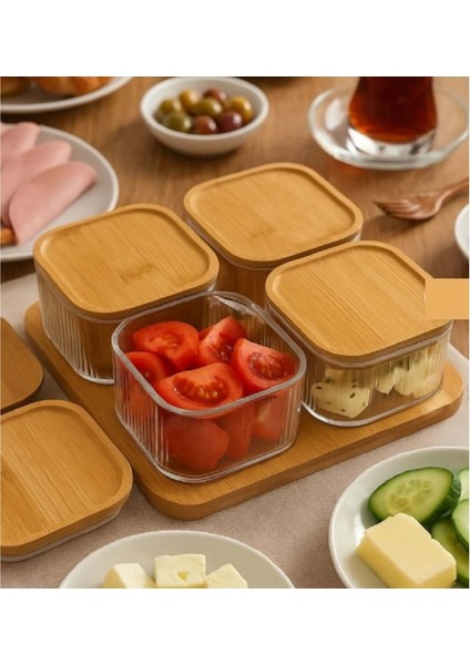 Bambu Vakumlu Kapaklı 4 Lü Kahvaltılık ve Çerezlik MRC-135 modelleri