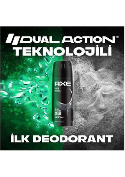 3 Adet Axe Erkek Deodorant & Bodyspray Black 48 Saat Etkileyici Koku Vücut Spreyi 150 ml indirimleri