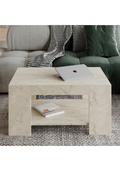 Lina Orta Sehpa – Modern Minimal Tasarım, Traverten Desen fiyatları