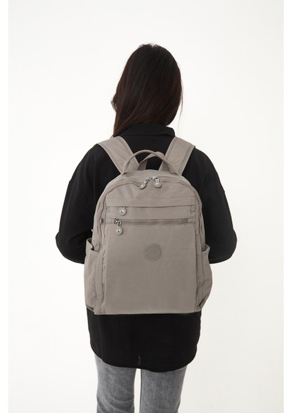 Çok Cepli Kadın Sırt Çantası Orta Boy Günlük HV3059 Vizon indirimleri