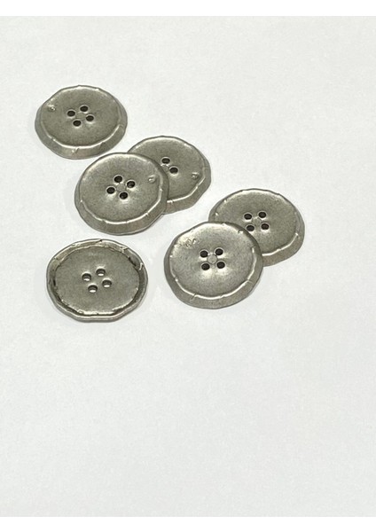 Italyan Kaban Hırka Düğmesi / 6 Lı Set / 2,5 cm / Gümüş Vintage / M03256