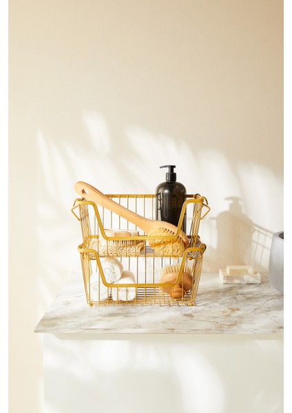 2'li Altın Renk Metal Sepet Set 32 x 22 x 16 cm modelleri