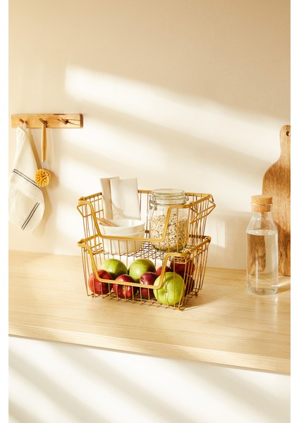 2'li Altın Renk Metal Sepet Set 32 x 22 x 16 cm fırsatları