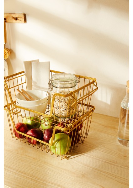 2'li Altın Renk Metal Sepet Set 32 x 22 x 16 cm indirimleri