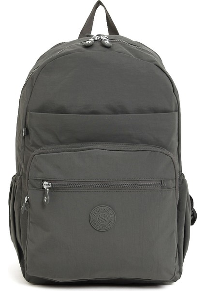 Çok Cepli Kadın Sırt Çantası Büyük Boy Okul ve Günlük HV3062 Koyu Gri