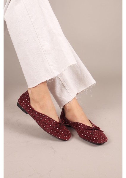 Botrop Fiyonklu Süet Babet Bordo