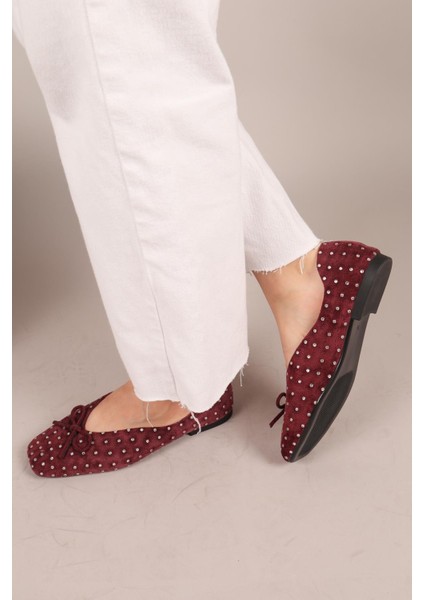 Botrop Fiyonklu Süet Babet Bordo fiyatları