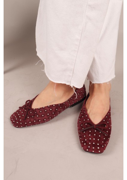 Botrop Fiyonklu Süet Babet Bordo modelleri