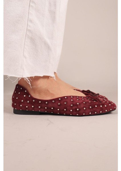 Botrop Fiyonklu Süet Babet Bordo indirimleri