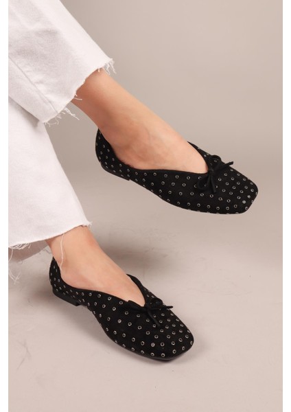 Botrop Fiyonklu Süet Babet Siyah