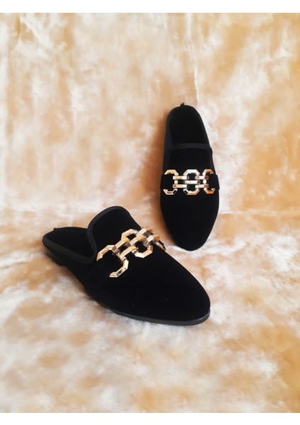 Zincir Detaylı Süet Kaymaz Yumuşak Tabanlı Günlük Misafirlik Çeyizlik Kışlık Ev Terliği Ev Babet