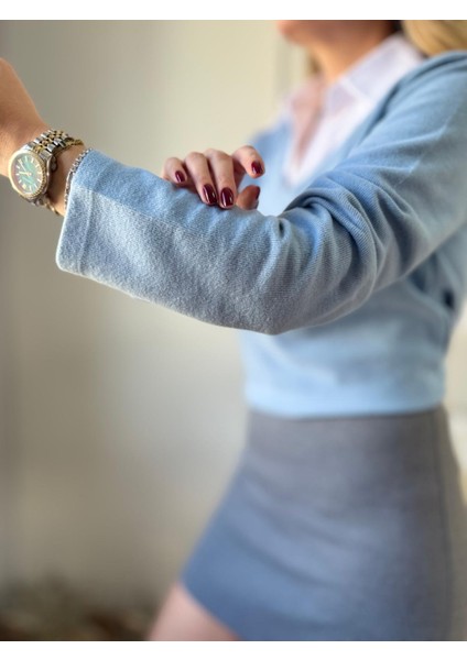 Mavi Gömlek Yakalı Bluz( Ön Sipariş Ürünüdür ) indirimleri