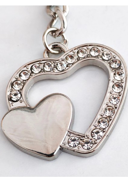 Taşlarla Süslü Kalp Metal Anahtarlık modelleri