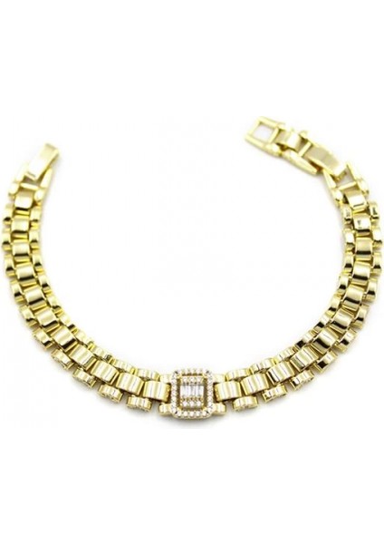 Taşlı Vip Bileklik - 14K Altın