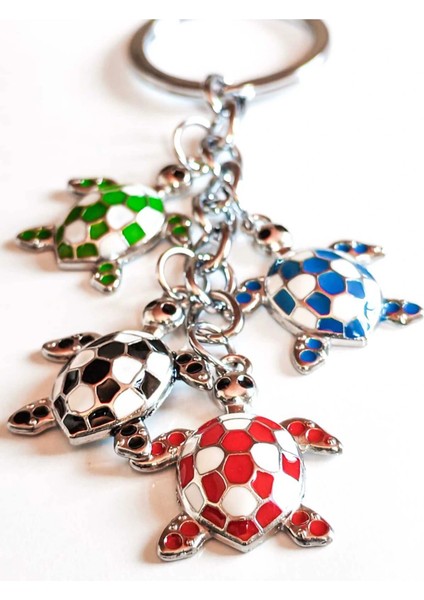 Farklı Renklerde Zincirli Kaplumbağalardan Oluşan Metal Anahtarlık modelleri