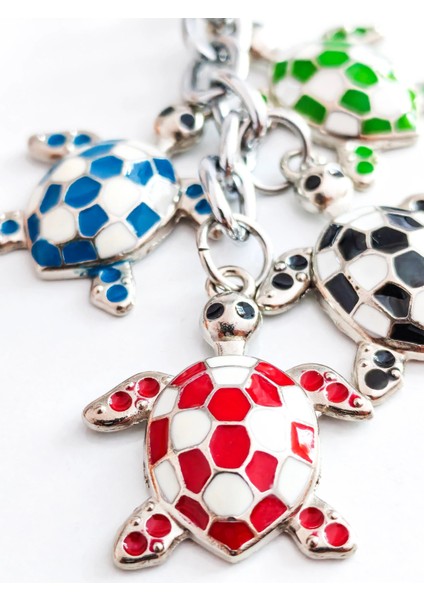 Farklı Renklerde Zincirli Kaplumbağalardan Oluşan Metal Anahtarlık fırsatları