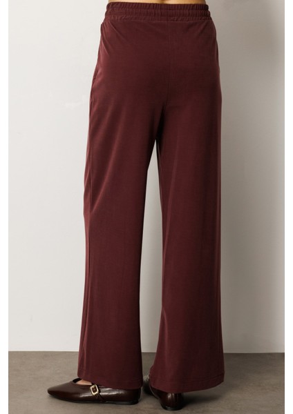 Beli Lastikli Bol Paça Pantolon Bordo 66307 modelleri