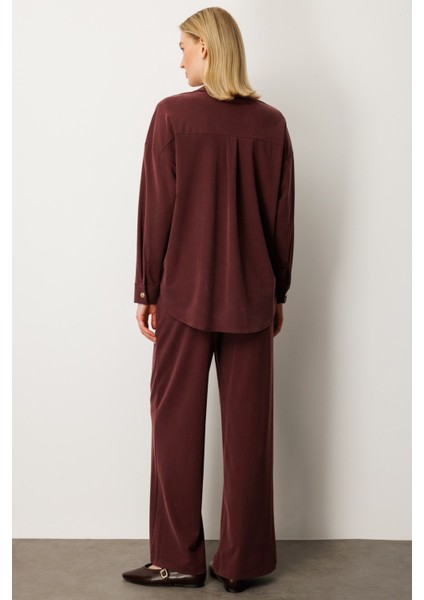 Beli Lastikli Bol Paça Pantolon Bordo 66307 fırsatları