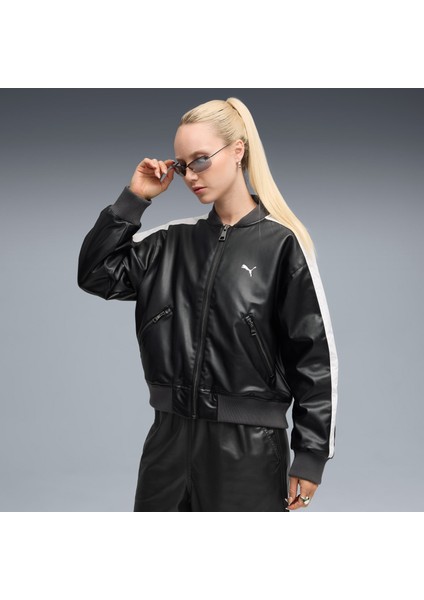 T7 Kadın Siyah Deri Ceket (633479-01)