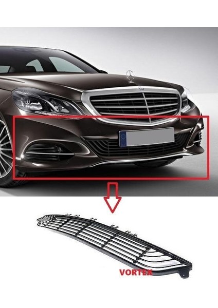 Mercedes E-Class W212 Ön Tampon Orta Izgara (Exclusive) 2013 Sonrası Uyumlu