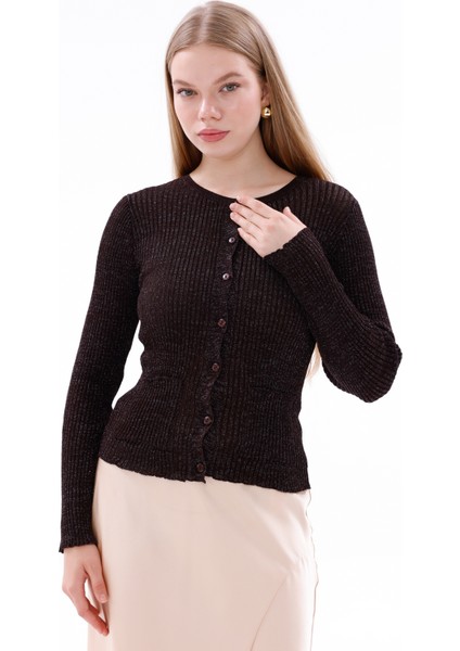 Önden Düğmeli Ince Simli Triko Hırka modelleri