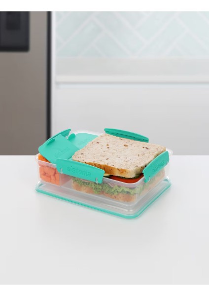 Snack Attack Duo To Go Beslenme Kutusu, 3 Bölmeli, 975 Ml, Turkuaz Klipsli, Bpa Içermez