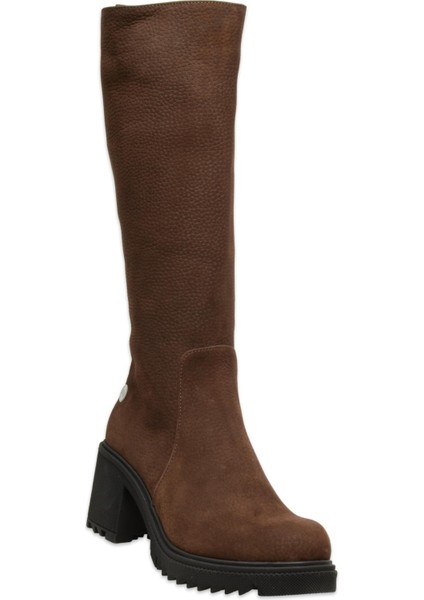 D25KC-2330 Kalin Topuklu Günlük Kahverengi Kadın Çizme